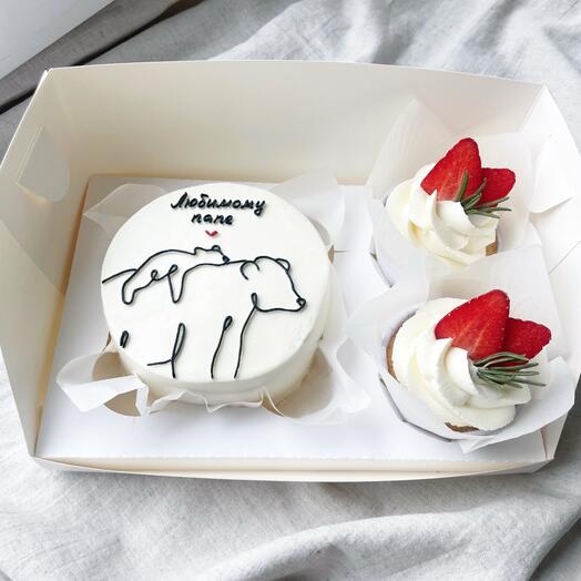 Набор бенто и капкейки для папы с мишками