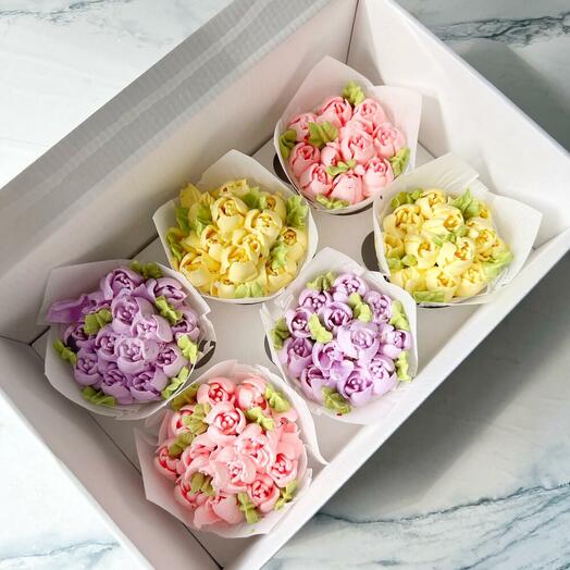 Капкейки тюльпаны, 6 штук