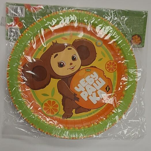 Тарелка бумажная "Чебурашка ", 6шт