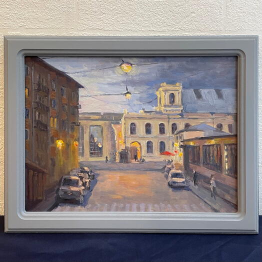 Картина маслом "Сумерки белых ночей. Балтийский вокзал"