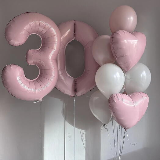 Подарок "Сет и шаров с розовыми цифрами"