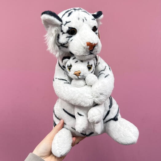 Мягкая игрушка Белая тигрица с детенышем