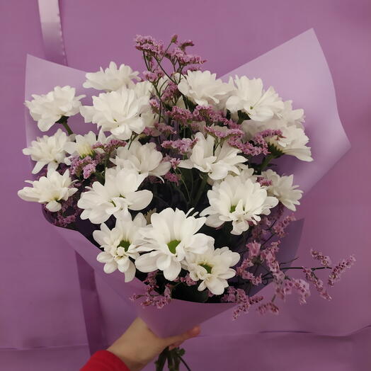 Ромашка хризантема с лимониум в уп