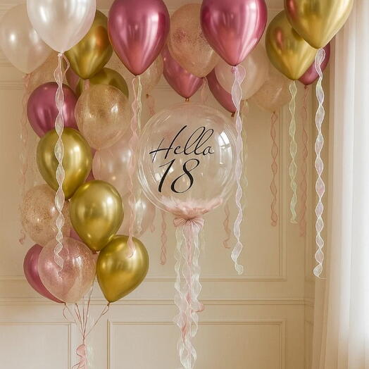 Набор шаров для девушки на 18 лет
