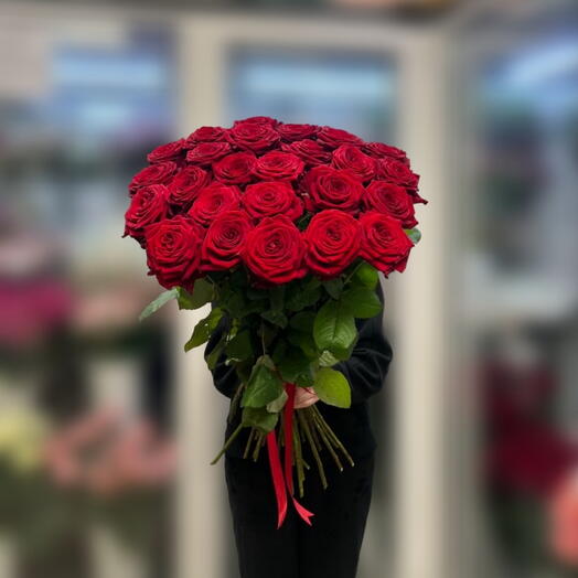 Букет из 25 красных роз ( 70 см )