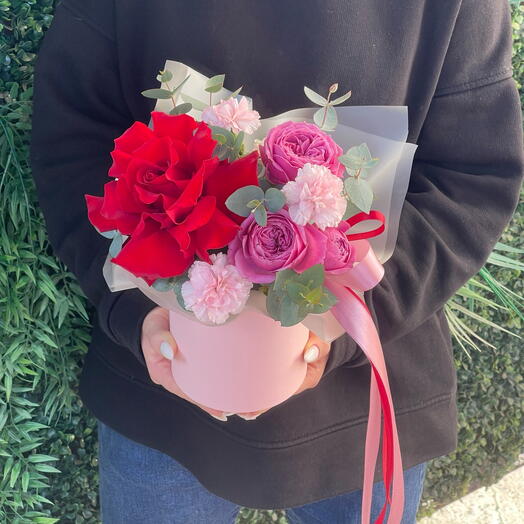 Мини композиция в коробочке с розой♥️
