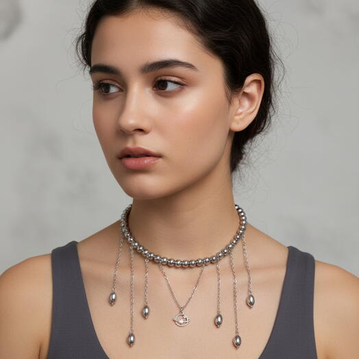 Чокер из гематита с Сатурном и звездой