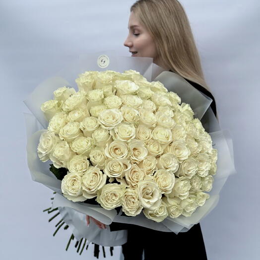 Букет из 75 белых роз Premium
