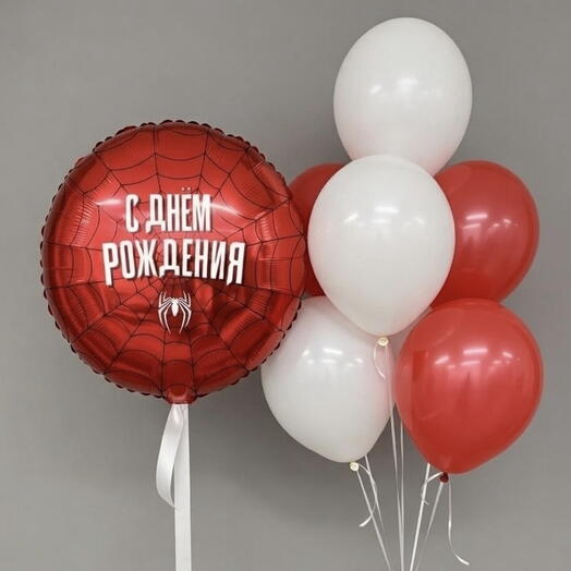 Композиция шаров "С Днем Рождения", человек-паук