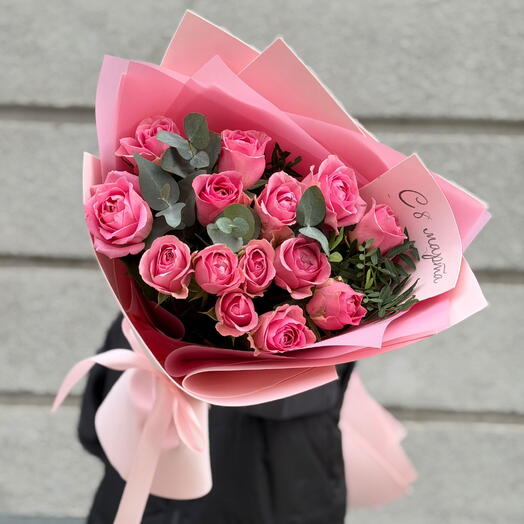 15 розовых роз💗💗