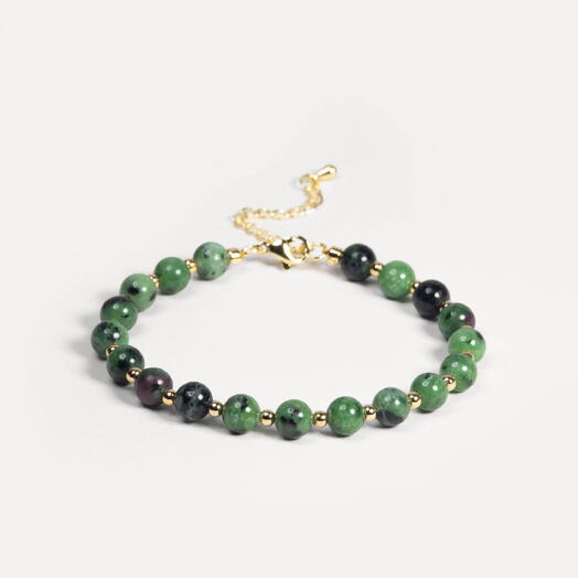 Браслет Самшит Цоизит 14K 19 см (BRA1146)