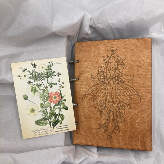 Деревянный блокнот Мотылек