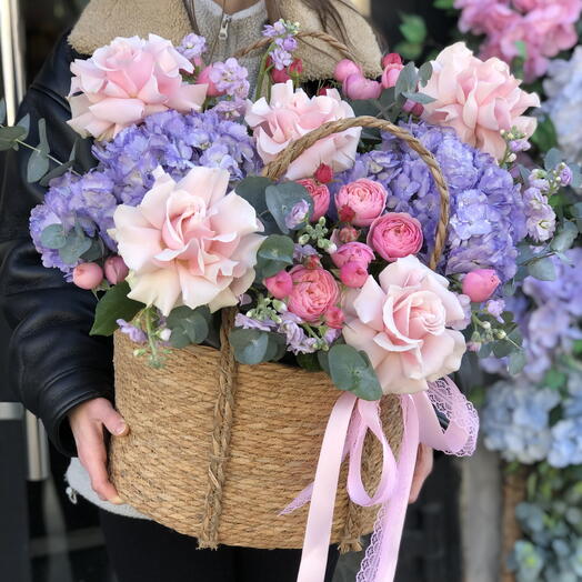 🌸🌸🌸 Корзина с цветами «Лавандовая сказка»