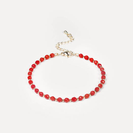Браслет Ваниль Красный коралл 14K 17 см (BRA1173)
