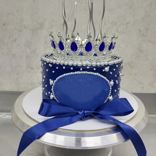 Торт с короной синий