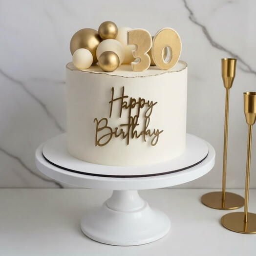 Торт на день рождения с шоколадными шарами «Happy birthday