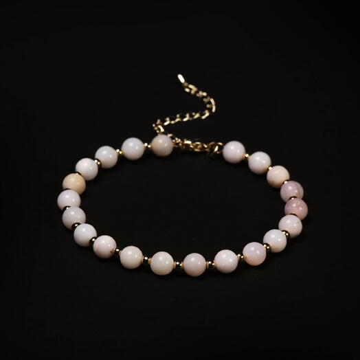 Браслет Самшит Розовый опал 14K 17 см (BRA1170)