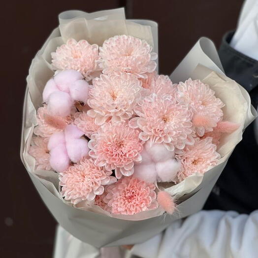 Букетик пышных хризантем Алтай с хлопком 🌸