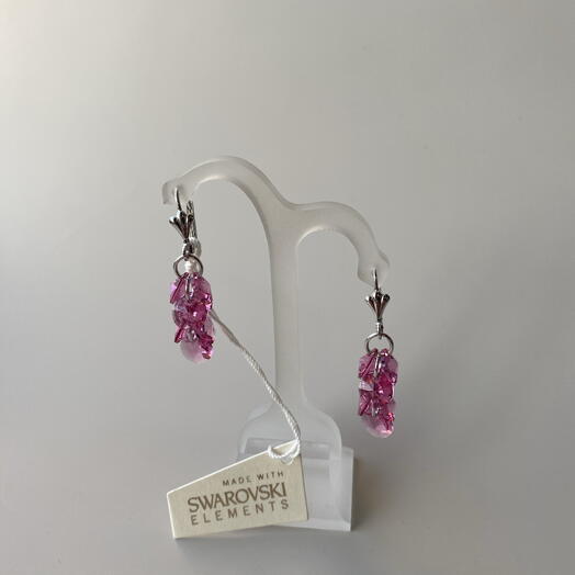 Серьги с нежно-розовыми кристаллами Swarovski
