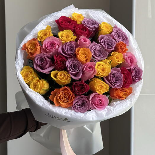 Микс 35 дофаминовых роз
