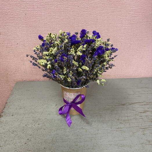Composición de flores secas Lavanda con Limonium