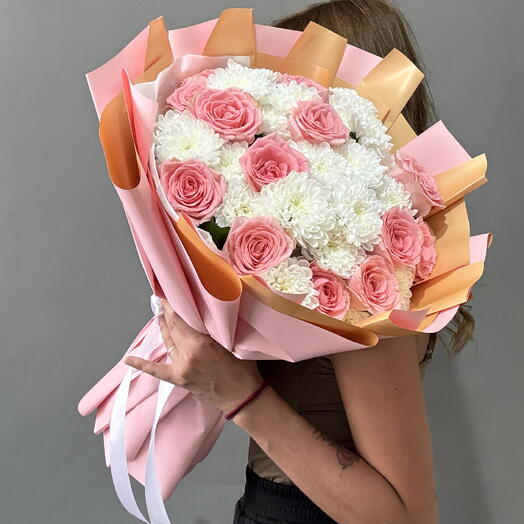 Букет розы и хризантемы 🌸