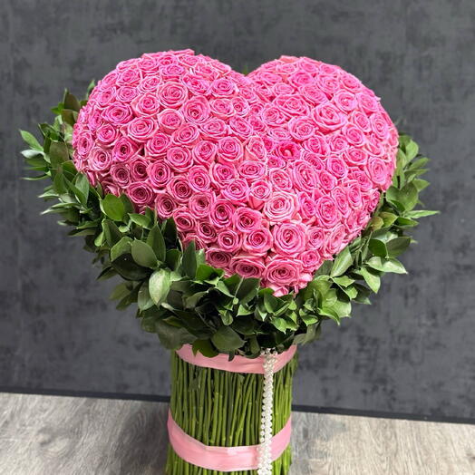 3D сердце из роз с русском