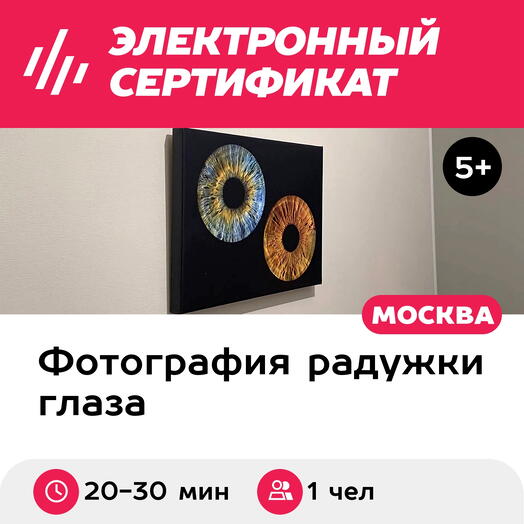 Подарочный сертификат Радужка глаза на объемном холсте 30х40 см, 1 чел., м. Проспект Мира