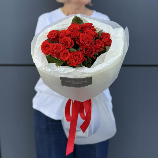 Букет на 1 сентября из 15 красных роз учителю / Подарок первоклассника