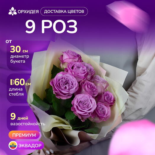 Букет 9 Пионовидных роз "Куинси"