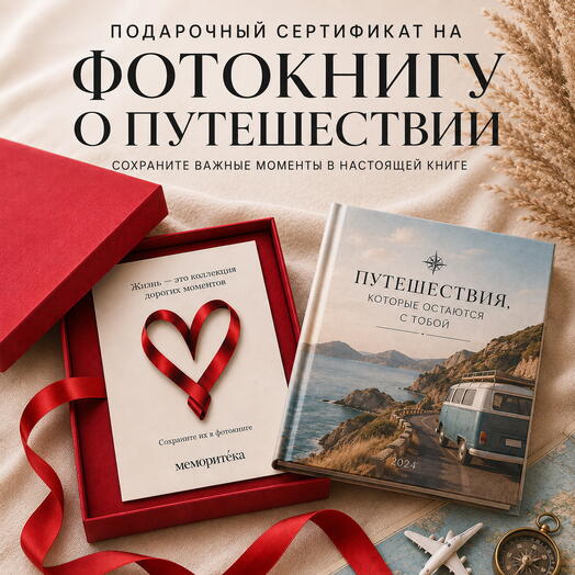 Подарочный сертификат на фотокнигу о путешествии