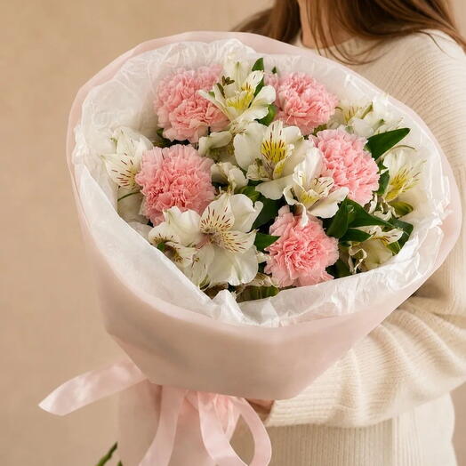 Букет из альстромерий и диантусов 🌸