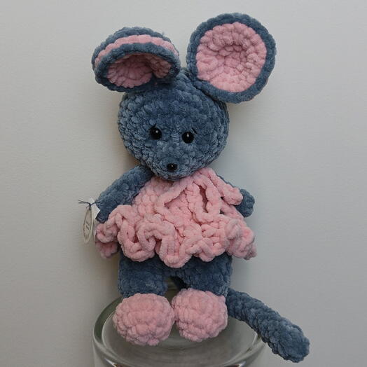 Мягкая игрушка вязаная мышка в платьице 🐁