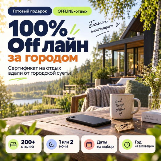 Подарочный набор  «100% Off лайн за городом» (224 впечатления на выбор)