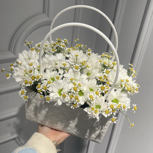 Сумочка с хризантемой и ромашками