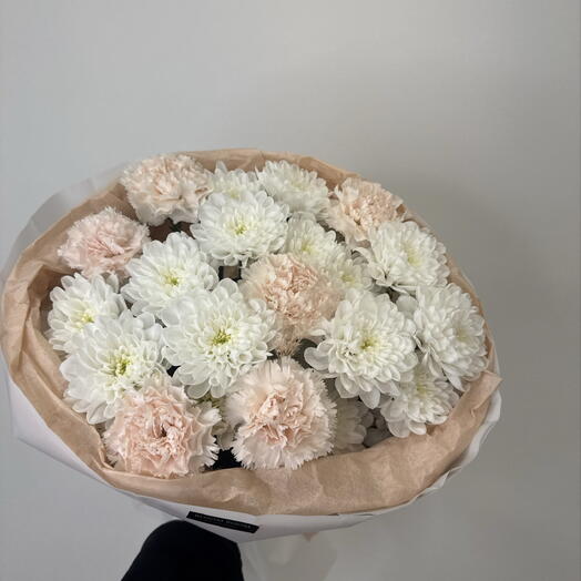 💛бежевый букет bloom room хризантема и диантус