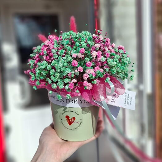 Мини композиция из гипсофилы