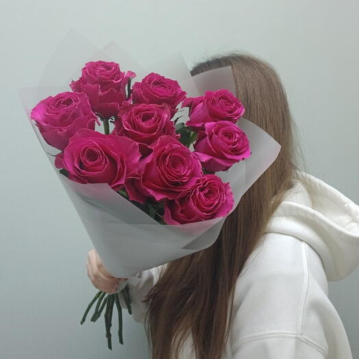 Букет из малиновых роз 9 шт