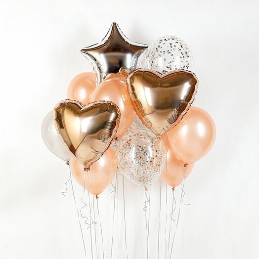 Нежный сет гелевых шаров "Розовое облако" 13 шт