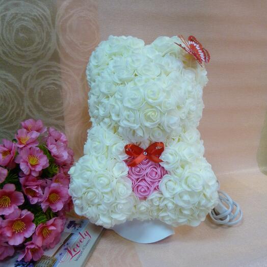 Мишка светильник из розочек