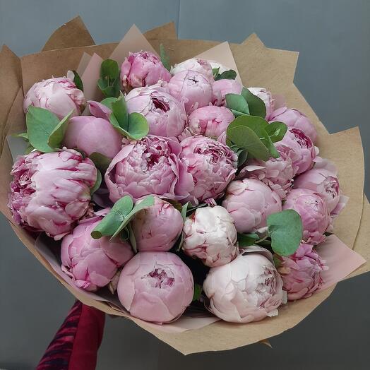 Сезоный " Дофаминовый букетик из пионов , эвкалипта , peony, Дофаминовый