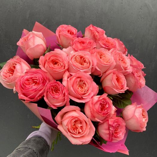 Ramo de 21 rosas de peonía rosa Expresn