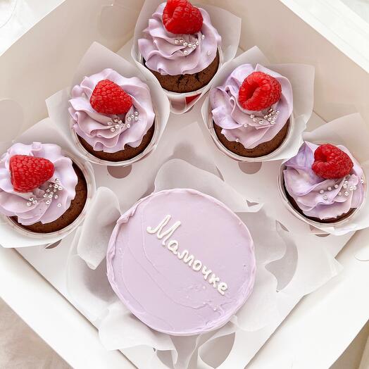 Bento cake and cupcakes set "For Mom"