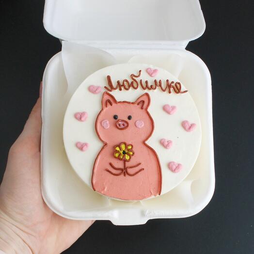 🐷Бенто -торт «Любимке» со свинкой , с малиново-клубничной или шоколадной начинкой