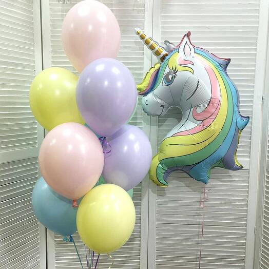 Композиция "Единорог макарунс", 11 шаров