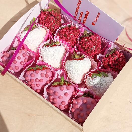 Коробочка 🍓Клубники 🍓 в шоколаде, сет 12, изысканный бельгийский и швейцарский шоколад