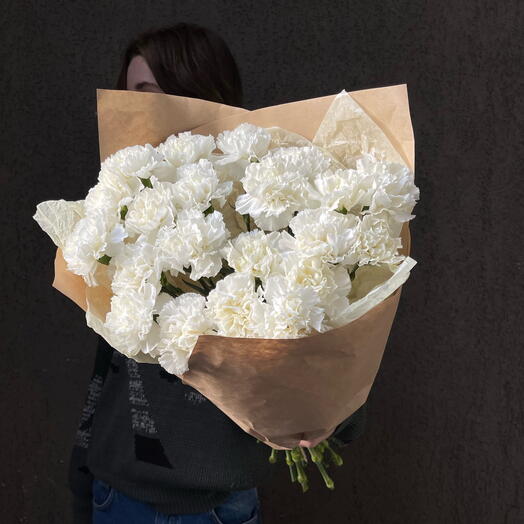 21 диантус в стильной упаковке крафт/ Цветы/ букет от RoseMarkt
