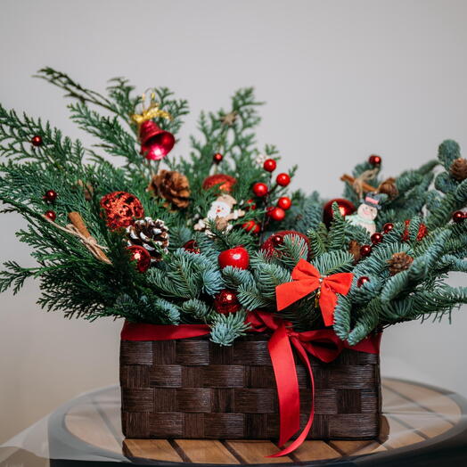 Christmas box arrangement Red lights