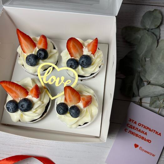 Cupcakes para el día de los enamorados, amado, amado, regalo para el 23 de febrero, cupcakes con bayas