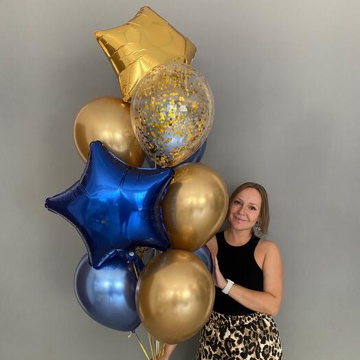 Globos de cumpleaños para hombre o niño de globos de oro cromado y azul 10 piezas